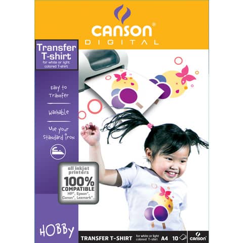 Carta patinata CANSON T-Shirt transfer A4 finitura opaca 140 g/m² bianco conf.10 – C204567480