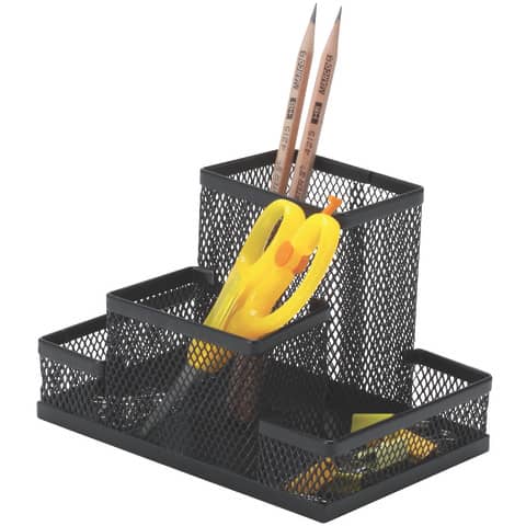 Portaoggetti Q-Connect 10,3x10x15,3 cm nero piccolo – 4 scomparti KF15112