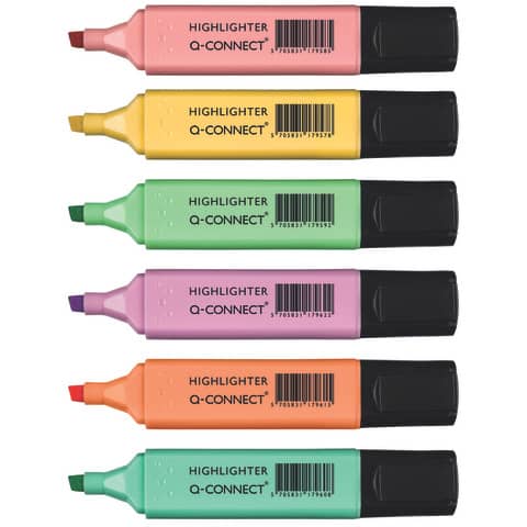 Evidenziatori Pastel Q-Connect 1,5-5 mm assortiti conf. 6 pezzi – KF17963