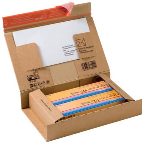 Scatola con tasca interna ColomPac in cartone ondulato f.to 26,2×16,5×5 cm avana – CP066.02