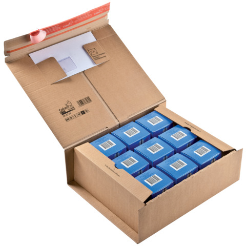Scatola con tasca interna ColomPac in cartone ondulato f.to 38,5×31,5×13 cm avana – CP067.06