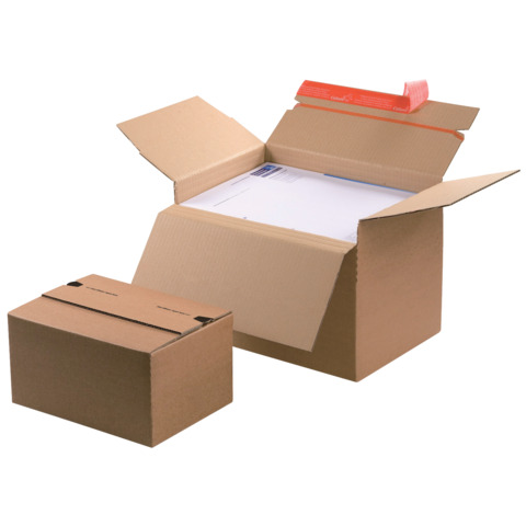 Scatola automontante altezza variabile ColomPac in cartone f.to 23,8x17x6-13 cm avana – CP141.101