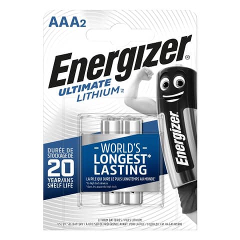 Batterie al litio Energizer Ultimate Lithium AAA – conf. 2 pz – E301535600