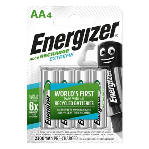 Batterie ricaricabili ENERGIZER Extreme AA – 2300 mAh conf.da 4 – E300849600