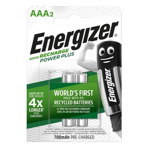 Batterie ricaricabili ENERGIZER Power Plus AAA – 700 mAh conf. da 2 – E300850200