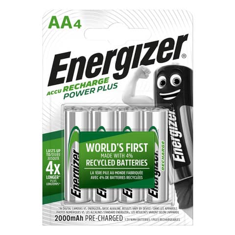 Batterie ricaricabili ENERGIZER Power Plus AA – 2000 mAh conf. da 4 – E300850400