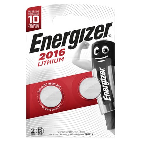 Batterie al litio a bottone Energizer Lithium BP2 – CR2016 conf. 2 pezzi – E301021903