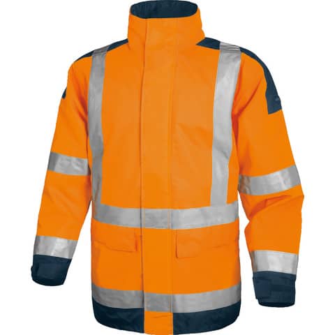 Giacca da lavoro Delta Plus Parka Easy View c/zip imperm. – Cl.3 – 4 tasche – argento arancio fluo-blu – L – EASYVOMGT