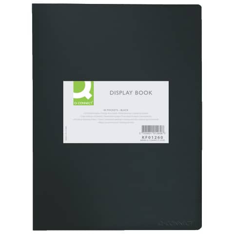 Portalistini in polipropilene con 40 tasche Q-Connect formato A4 – nero opaco – KF01260