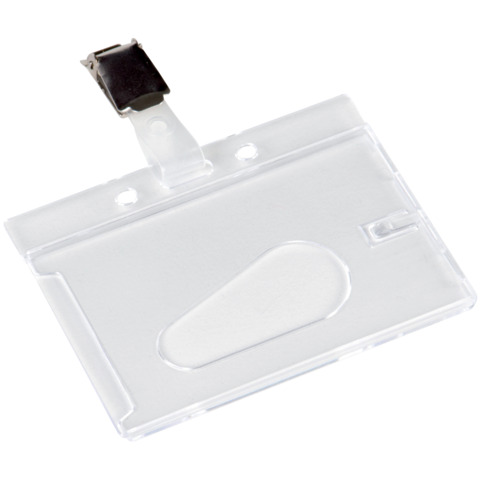 Portabadge Q-Connect 85×54 mm con clip – rigido – conf. da 10 – KF14148