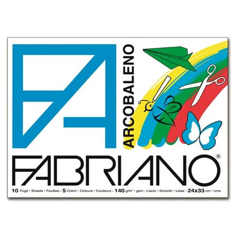 Album da disegno Fabriano ARCOBALENO 140 g/m² 10 24×33 cm 2 fogli x colore 44312433
