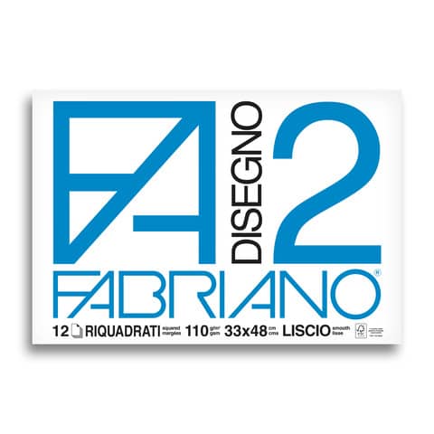 Album da disegno Fabriano F2 collato 1 lato 110 g/m² 33×48 cm 12 ff. lisci riquadrati – 06201534