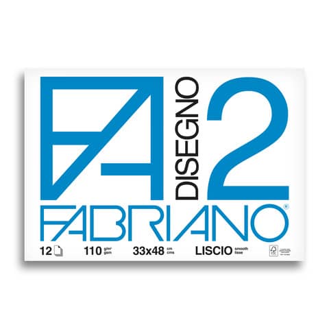 Album da disegno Fabriano F2 collato 1 lato 110 g/m² 33×48 cm 12 ff. lisci 06200534