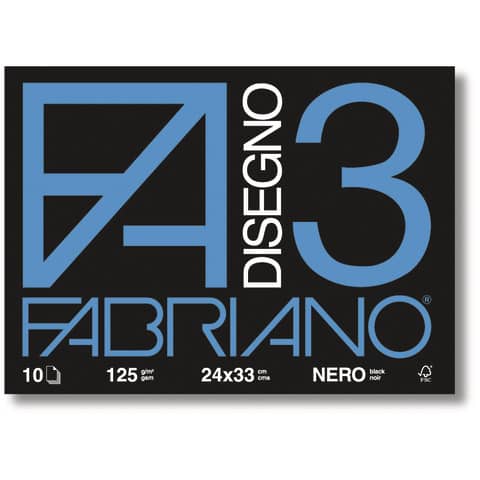 Album da disegno Fabriano F3 NERO 125 g/m² 24×33 cm nero – 10 fogli 04001017