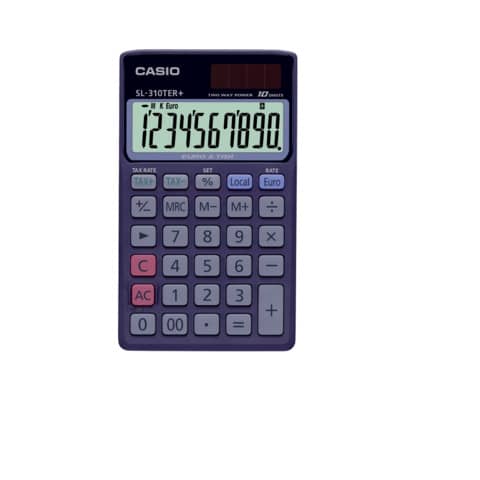 Calcolatrice tascabile CASIO 10 cifre – solare e batteria Blu Scuro – SL-310TER+-WA-EP