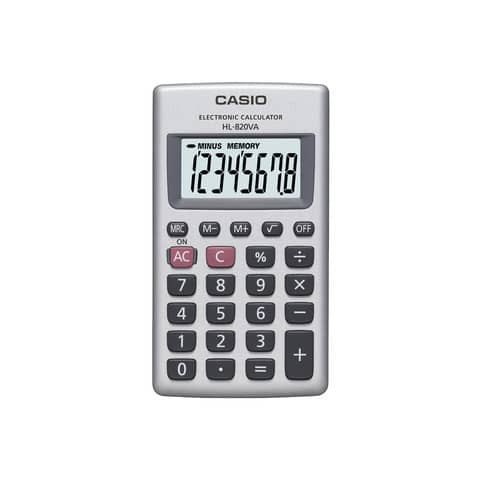 Calcolatrice tascabile CASIO 8 cifre a batteria – struttura in metallo Argento – HL-820VA-W-EP