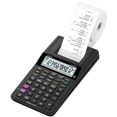 Calcolatrice scrivente HR-8RCE-WE con batteria, adattatore AC opzionale nero – HR-8RCE-BK-W-EC