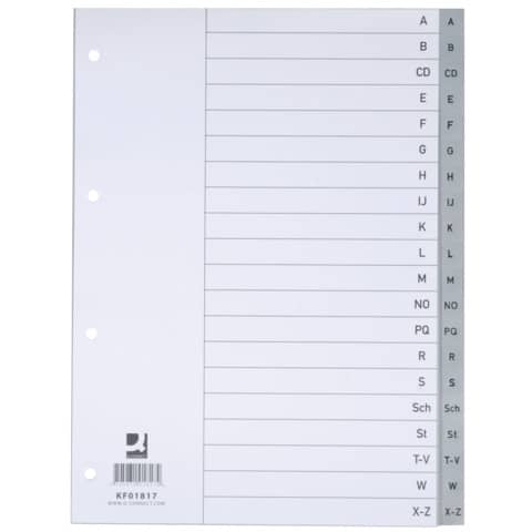 Divisori alfabetici Q-Connect A-Z 22,5×29,7 cm grigio 20 pagine KF01817