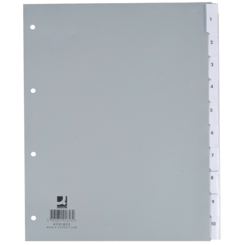 Divisore personalizzabile Q-Connect grigio 24,5×29,7 cm ppl 10 pagine KF01853