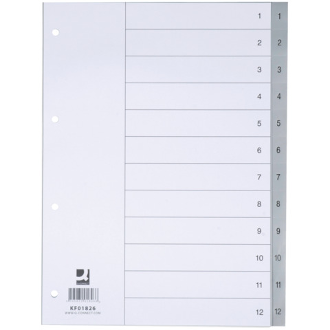 Divisore numerico Q-Connect grigio 22,5×29,7 cm ppl 1-12 KF01826
