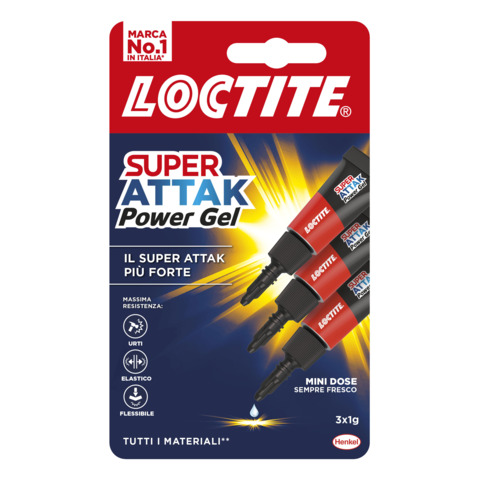 Colla Loctite Super Attak Power gel Mini trasparente Blister da 3 tubetti da 1 g – 3069649