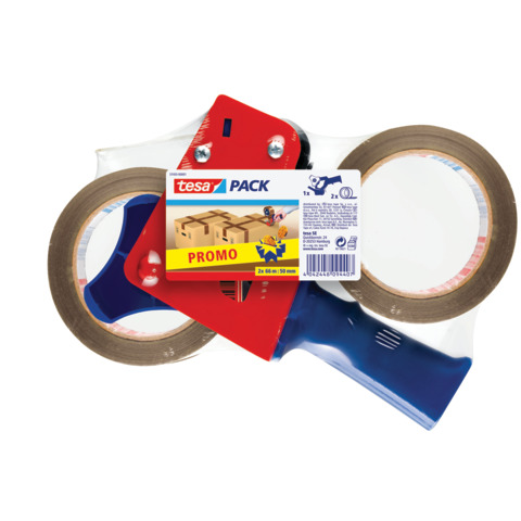 Dispenser per nastri adesivi tesa PROMOPACK tendinastro con 2 nastri avana rosso/blu – 57455-00001-02