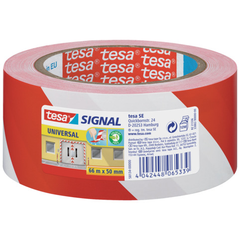 Nastro segnaletico tesa Signal Universale OPP adesivo acrilico 50mm x 66m rosso-bianco – 58134-00000-00