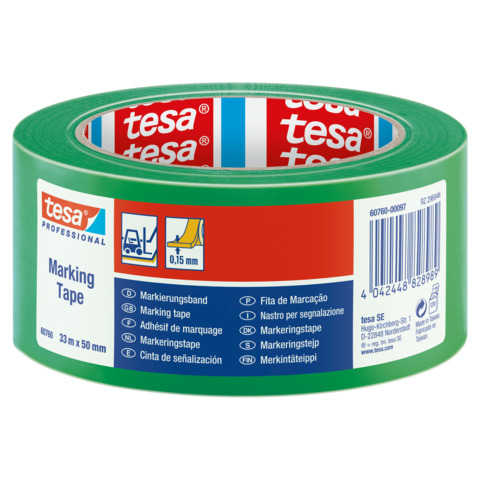 Nastro per segnalazioni in PVC tesa tesaflex® 60760 rivestito gomma resina 50mmX33m verde – 60760-00097-15