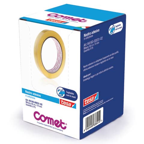 Nastri adesivi trasparenti Comet CELLO 64-160 cellophane 19 mm x 66 m torre da 8 rotoli – 64160-00031-02
