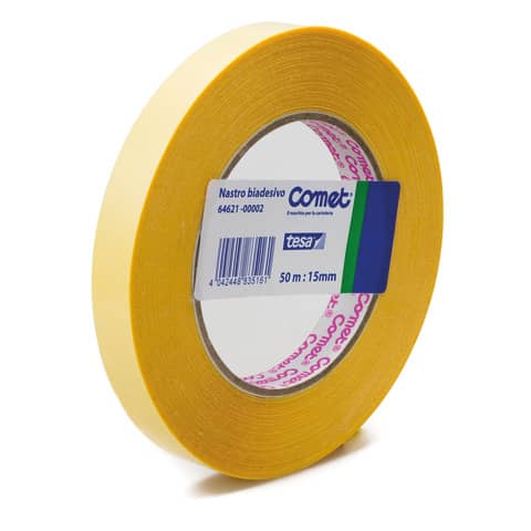 Nastro biadesivo Comet OPP trasparente 15 mm x 50 m – polipropilene senza solvente – 64621-00002-02