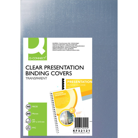 Copertina per rilegatura Q-Connect trasparente 200 my A4 conf. 100 pezzi – KF32121