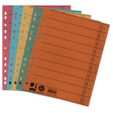 Separatore per archivio con perforazione universale Q-Connect 24×30 cm 230 g/m² assortiti  conf. da 100 – KF00642