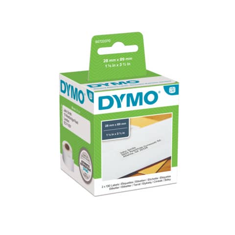 Rotoli da 130 etichette Dymo LabelWriter Indirizzi std. 28×89 mm bianco – conf. 2 pz – S0722370