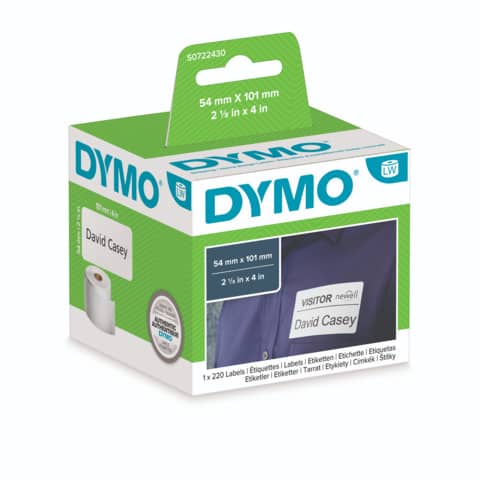 Rotolo da 220 etichette Dymo LabelWriter Spediz./Badge 101×54 mm bianco S0722430