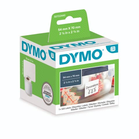 Rotolo da 320 etichette Dymo LabelWriter Disch./Badge 54×70 mm bianco S0722440