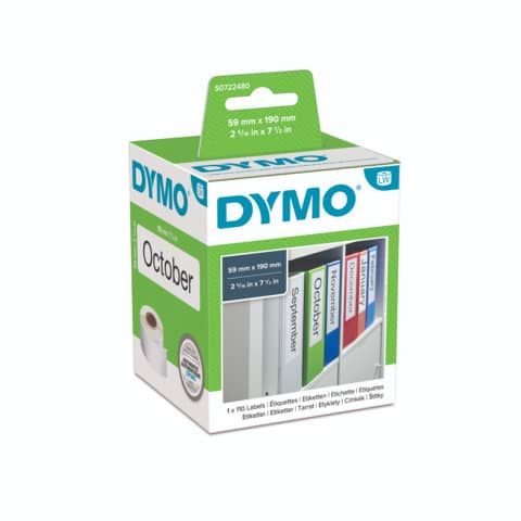 Rotolo da 110 etichette Dymo LabelWriter registratori G. 190×59 mm bianco S0722480