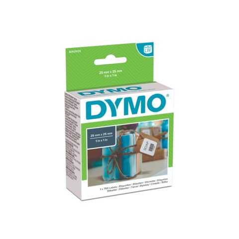 Rotolo da 750 etichette Dymo LabelWriter multiuso quadrate 25×25 mm bianco S0929120