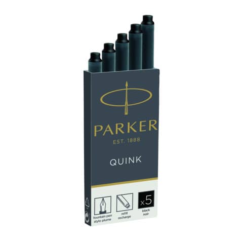 Cartucce inchiostro per stilografica Parker Quink nero F confezione da 5 – 1950382