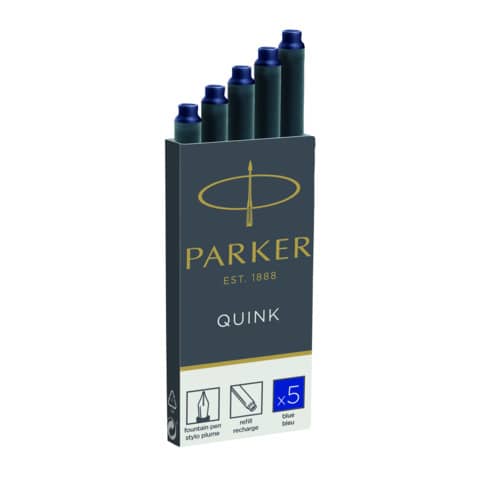 Cartucce inchiostro per stilografica Parker Quink blu confezione da 5 – 1950384