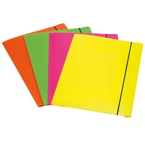 Cartellina a 3 lembi Leonardi cordonatura multipla con elastico A4 assortiti  conf. da 4 – 1028001