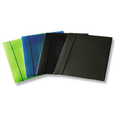 Cartellina a 3 lembi LEONARDI cordonatura multipla chiusura elastico A4 trasparente verde – U110TV