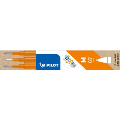 Refill penne a sfera Pilot Frixion Ball e Clicker 0,7 mm arancio Set 3 pezzi – 006647