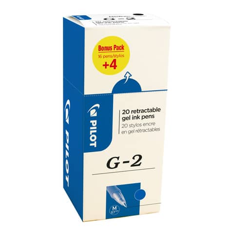 Penna gel a scatto Pilot Gel G-2 0,7 mm blu Value Pack 16+4 GRATIS – 000018