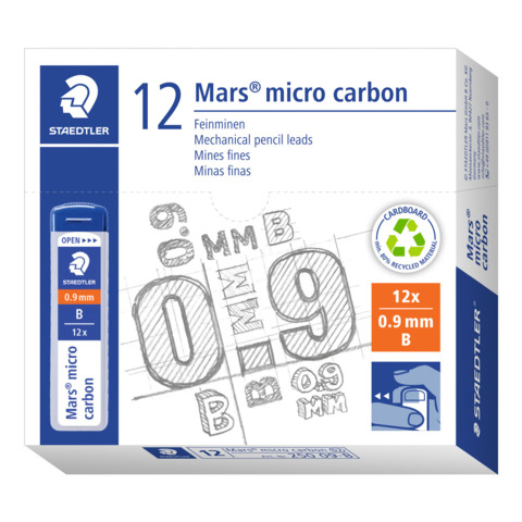 Astuccio 12 mine sottili B Staedtler Mars Micro Carbon 250 0,9 mm – 250 09-B