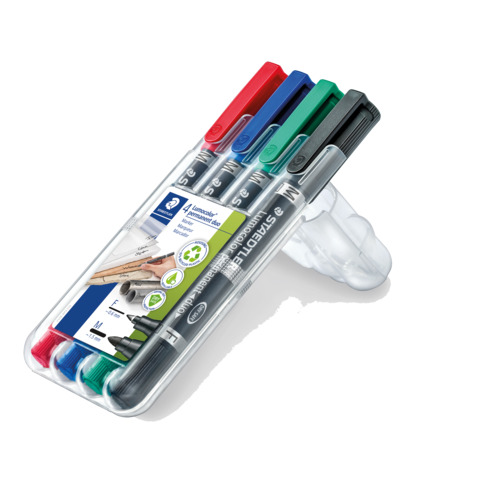 Marcatori doppia punta Staedtler Lumocolor permanent duo 348 assortiti astuccio da 4 pezzi – 348 WP4