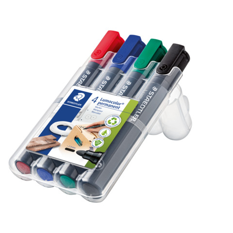 Marcatori permanente punta tonda Staedtler Lumocolor permanent marker 352 assortiti  astuccio da 4 pezzi – 352 WP4