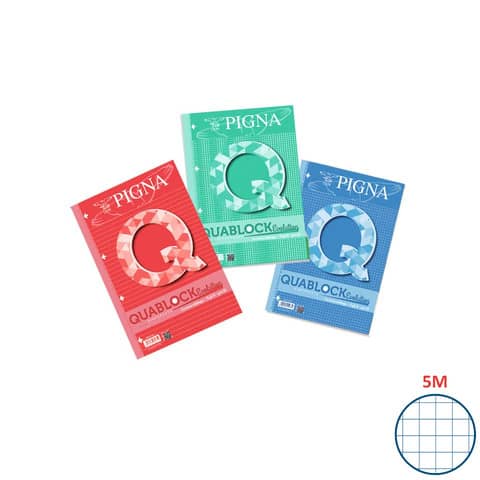 Ricambi per quaderni ad anelli Pigna Quablock Evolution – A4 – 80 g/m² – 40 ff – 5M – assortiti – 02112155M