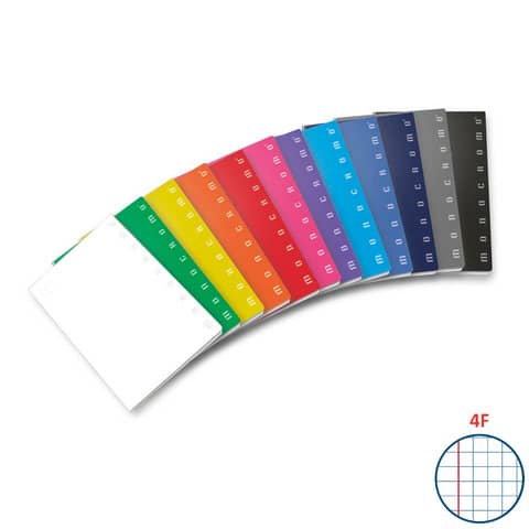 Maxi quaderno Pigna Monocromo A4 – 80 g/m² – 42 ff – 4F – assortiti – 02298874F