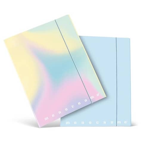 Cartella a 3 lembi con elastico PIGNA Monocromo Pastel in cartoncino con dorso 1,2 cm 26×34,5 cm assortiti – 02299023L