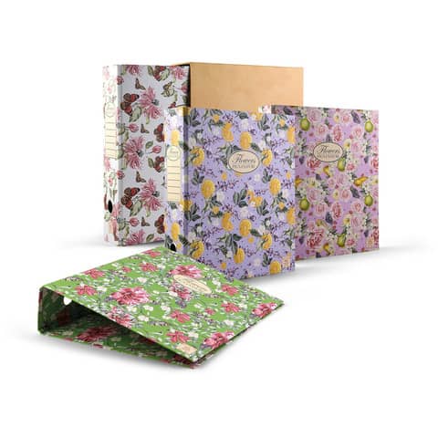 Registratore a 2 anelli con custodia PIGNA Nature Flowers con dorso da 8 cm 28,5×35 cm assortiti – 0223325D8